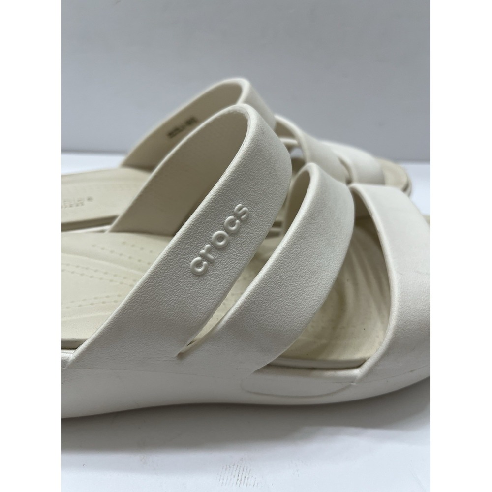 Crocs Women's Getaway Strappy Sandals Croslite Foam Footbed Slip On Cream Size 9 - Picture 2 of 8